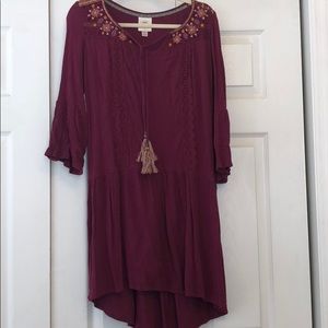 Bell sleeved garnet boho dress